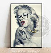 Tattooed Marilyn Monroe Wall Art | Edgy Retro Glam Pop Art Print - Print